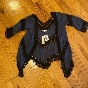 Dusty dark blue and black lace coverup